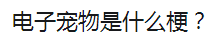 电子宠物梗有哪些含义 电子宠物梗的来源和含义