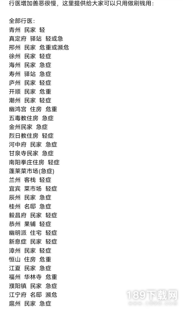 江湖十一行医地点汇总 江湖十一行医地点介绍