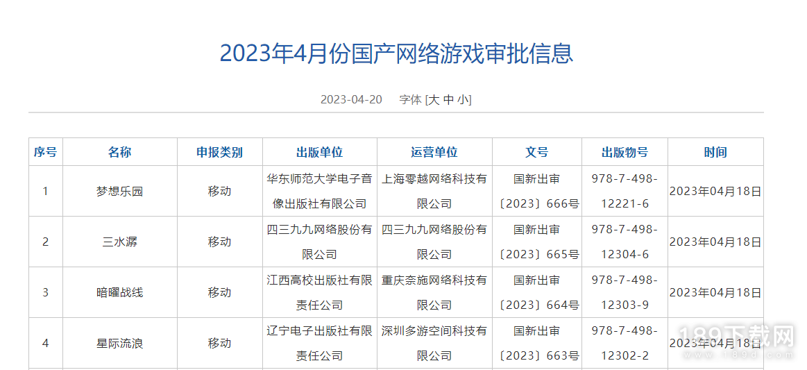 2023年4月国产游戏版号有哪些 2023年4月国产游戏版号